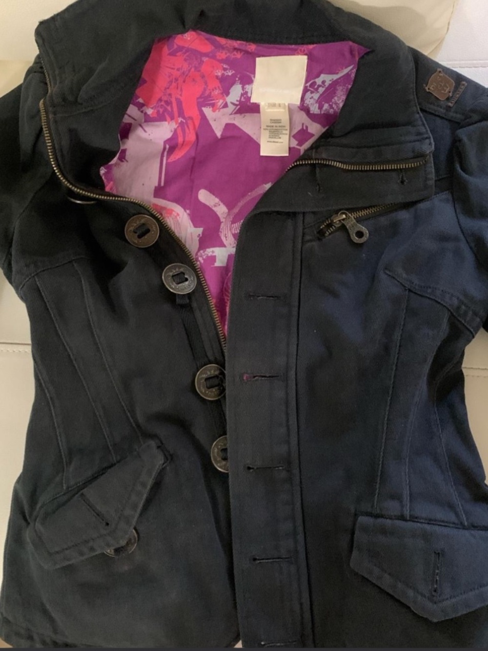 Rare Diesel Extreme Cotton Denim Jean Jacket Black - Small